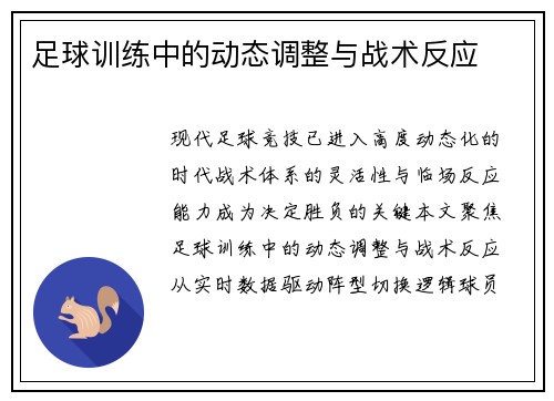 足球训练中的动态调整与战术反应